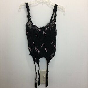 Victoria's Secret Embroidered Sheer Corset with Garter Belt Straps 34B New